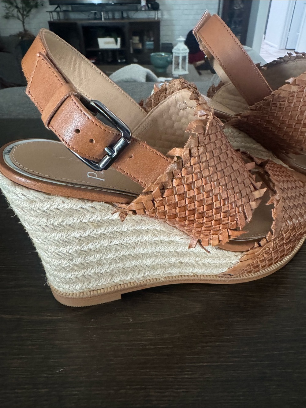 Paolo Tan Woven Espadrille Wedge Sandals